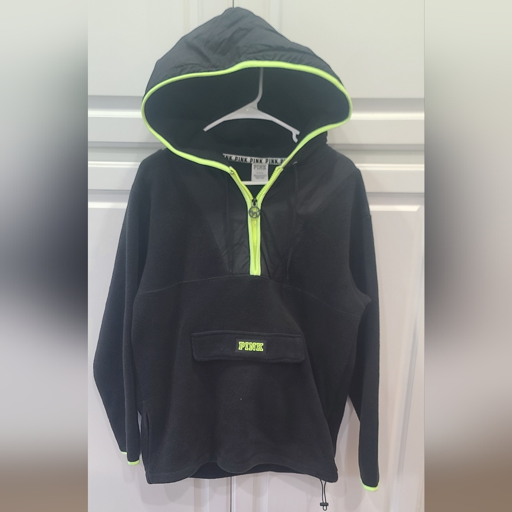 Victoria's Secret PINK Fleece Pullover With Neon Trim, M
